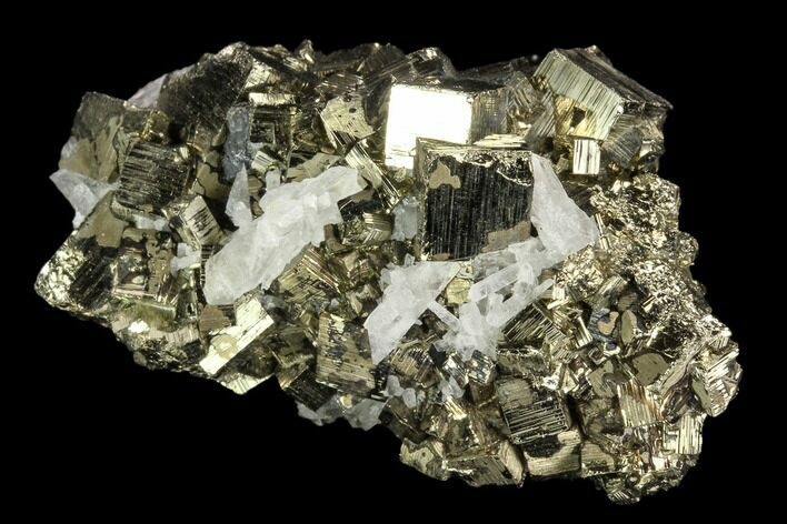 Gleaming, Cubic Pyrite Crystal Cluster - Peru #124411